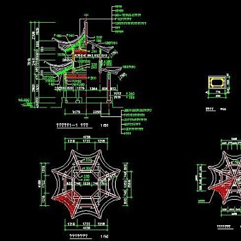 八角亭古建筑完整CAD施工图纸二