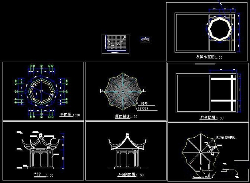 CAD八角<a href=https://www.yitu.cn/su/7053.html target=_blank class=infotextkey>亭</a>建筑图