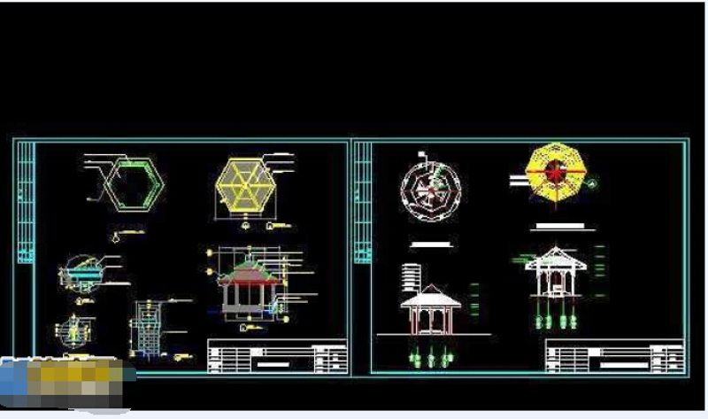 仿古代园林景观5角凉<a href=https://www.yitu.cn/su/7053.html target=_blank class=infotextkey>亭</a>建筑cad<a href=https://www.yitu.cn/su/7937.html target=_blank class=infotextkey>图纸</a>