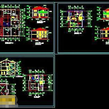 整套3层豪宅别墅cad施工图纸