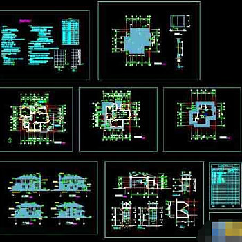 独栋整套别墅建筑整套cad施工设计图