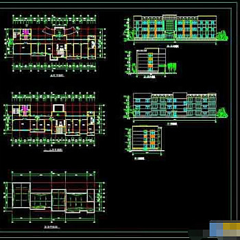 某工厂三层办公楼整套建筑施工cad图纸