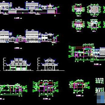 古建筑亭屋cad设计图纸