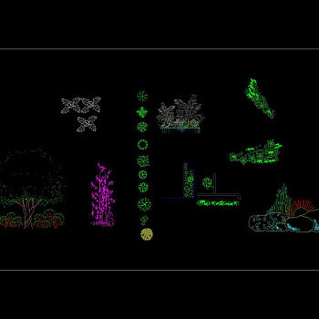 景观植物景观立面图库cad平面图块