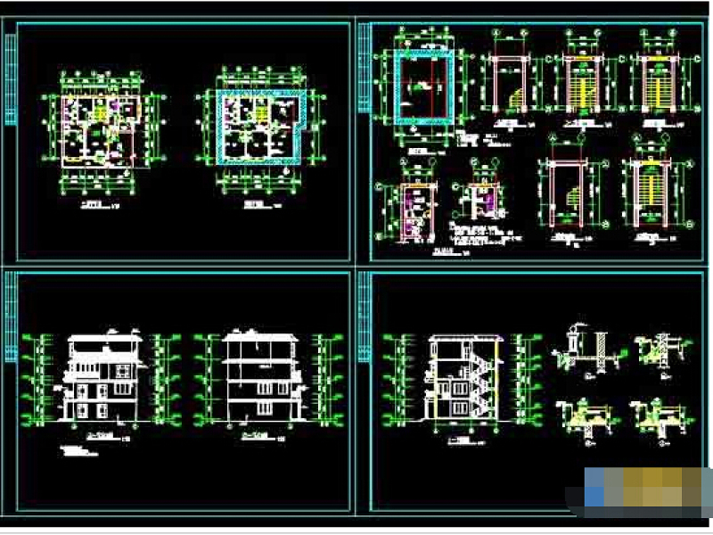 别墅建筑cad结构完整施工<a href=https://www.yitu.cn/su/7590.html target=_blank class=infotextkey>设计</a>图