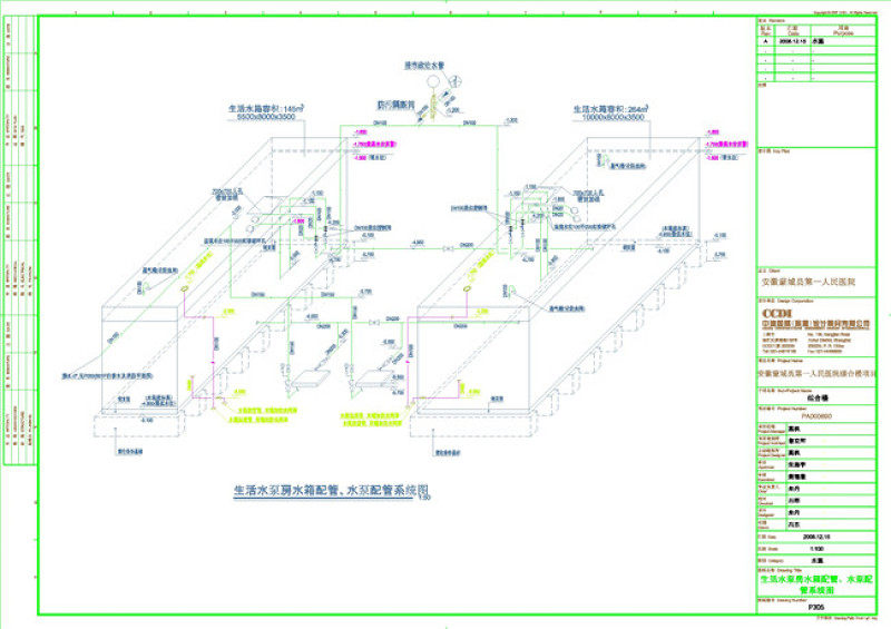 生活水泵房水箱配管CAD图纸