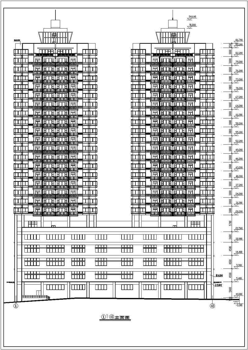 某高层住宅<a href=https://www.yitu.cn/su/8159.html target=_blank class=infotextkey>楼</a>建筑<a href=https://www.yitu.cn/su/7590.html target=_blank class=infotextkey>设计</a>图