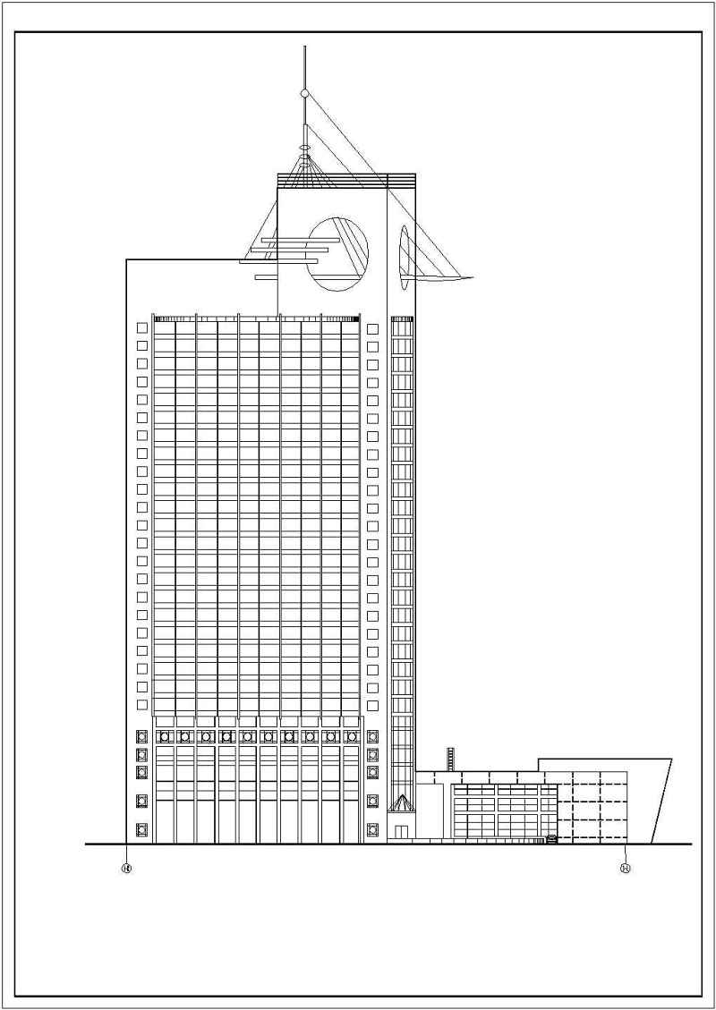 高层宾馆建筑<a href=https://www.yitu.cn/su/7590.html target=_blank class=infotextkey>设计</a>全套CAD方案图