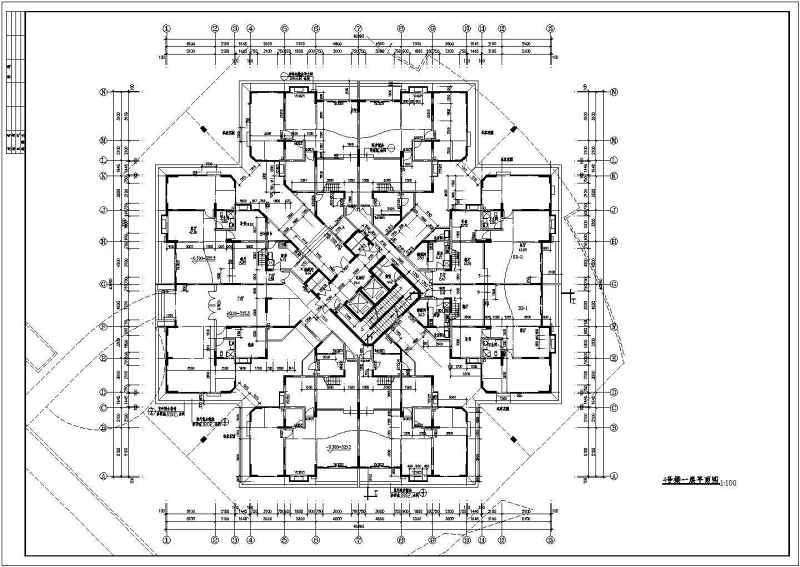 某高层住宅建筑<a href=https://www.yitu.cn/su/7590.html target=_blank class=infotextkey>设计</a>方案全套CAD图