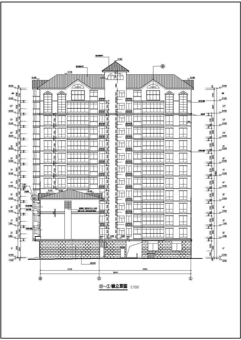 小高层商住<a href=https://www.yitu.cn/su/8159.html target=_blank class=infotextkey>楼</a>建筑<a href=https://www.yitu.cn/su/7590.html target=_blank class=infotextkey>设计</a>CAD施工图