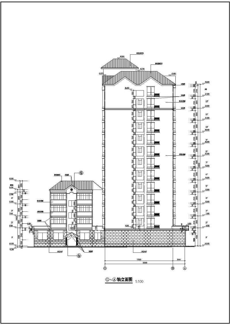 小高层商住<a href=https://www.yitu.cn/su/8159.html target=_blank class=infotextkey>楼</a>建筑<a href=https://www.yitu.cn/su/7590.html target=_blank class=infotextkey>设计</a>CAD施工图