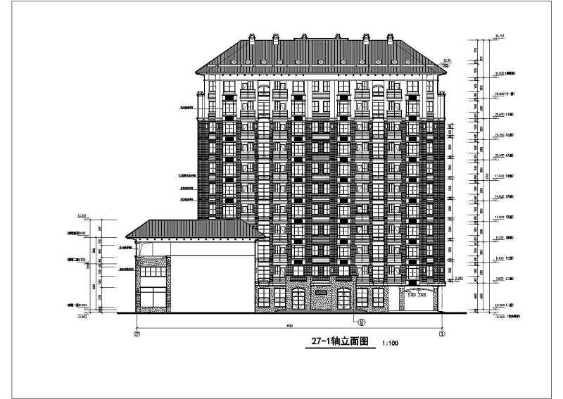 沿街小高层平立剖面建筑<a href=https://www.yitu.cn/su/7590.html target=_blank class=infotextkey>设计</a>CAD施工图