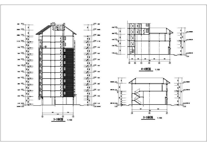 沿街小高层平立剖面建筑<a href=https://www.yitu.cn/su/7590.html target=_blank class=infotextkey>设计</a>CAD施工图