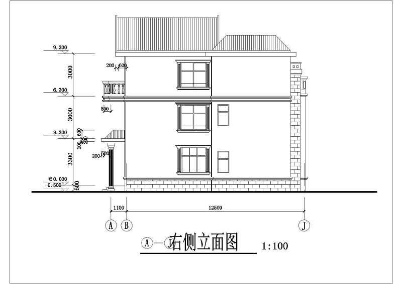 某三层混合结构别墅全套建筑结构施工图附效果图