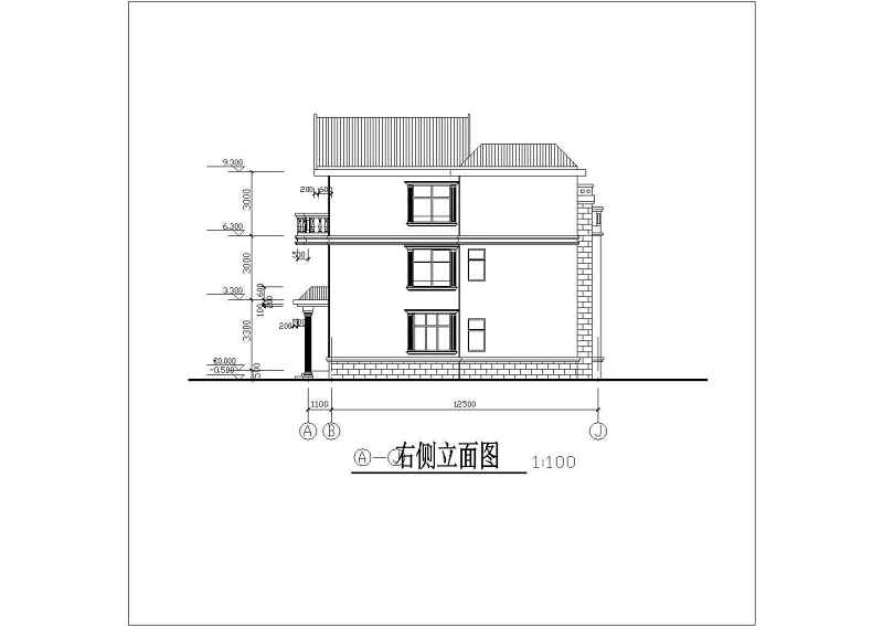 三层新农村别墅建筑<a href=https://www.yitu.cn/su/7590.html target=_blank class=infotextkey>设计</a>cad图（含效果图）