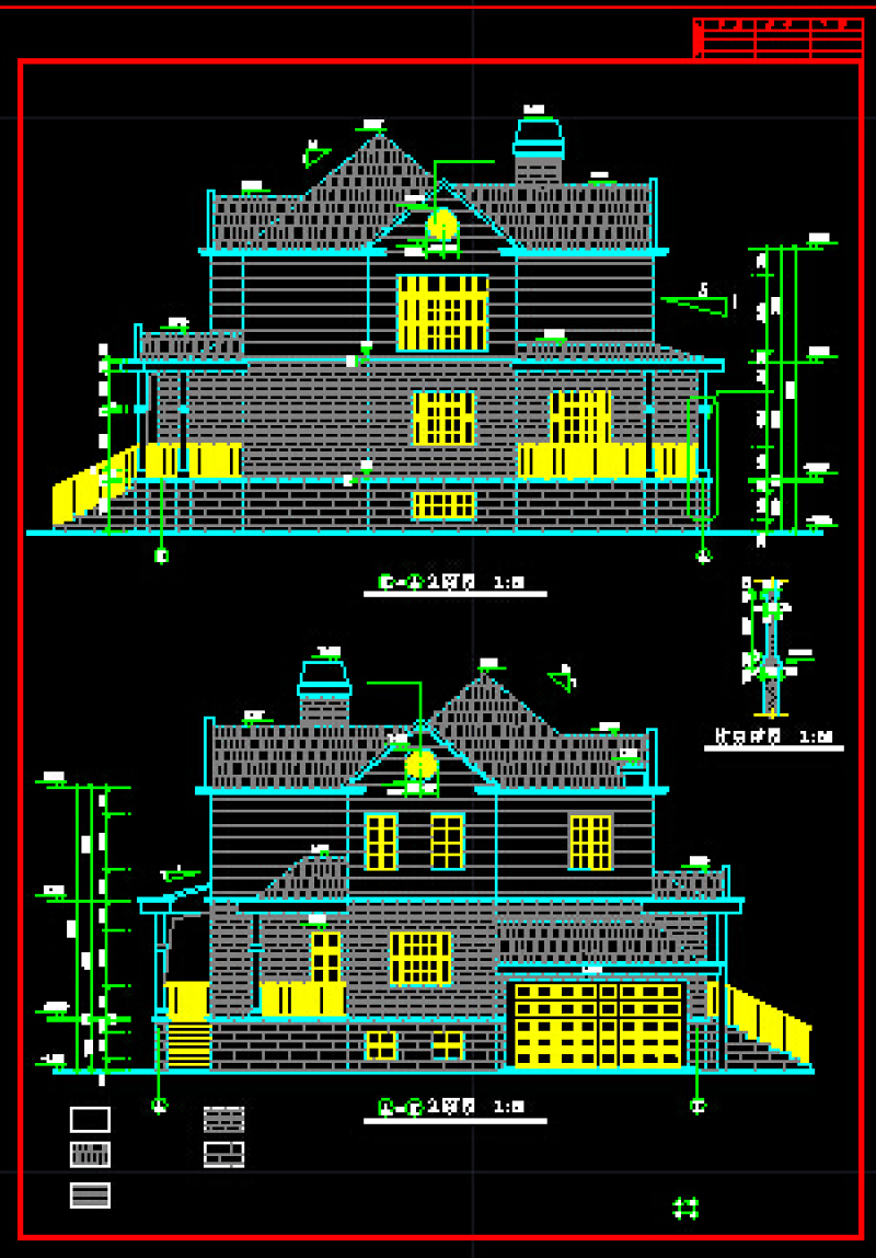 某两套别墅方案<a href=https://www.yitu.cn/su/7590.html target=_blank class=infotextkey>设计</a>CAD详图带效果图