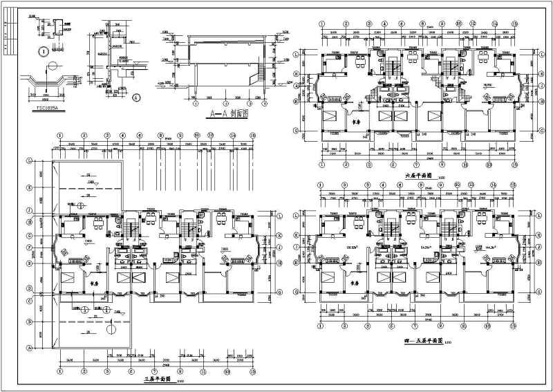 六层商住<a href=https://www.yitu.cn/su/8159.html target=_blank class=infotextkey>楼</a>建筑<a href=https://www.yitu.cn/su/7590.html target=_blank class=infotextkey>设计</a>CAD<a href=https://www.yitu.cn/su/7937.html target=_blank class=infotextkey>图纸</a>