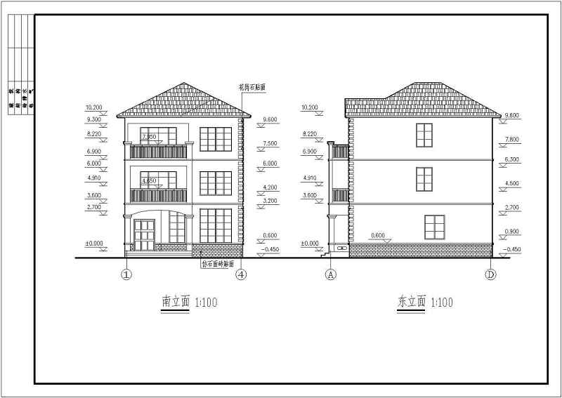 某三层框混结构别墅全套建筑结构施工图