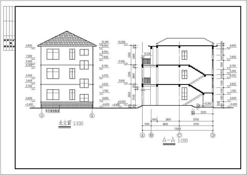 某三层框混结构别墅全套建筑结构施工图