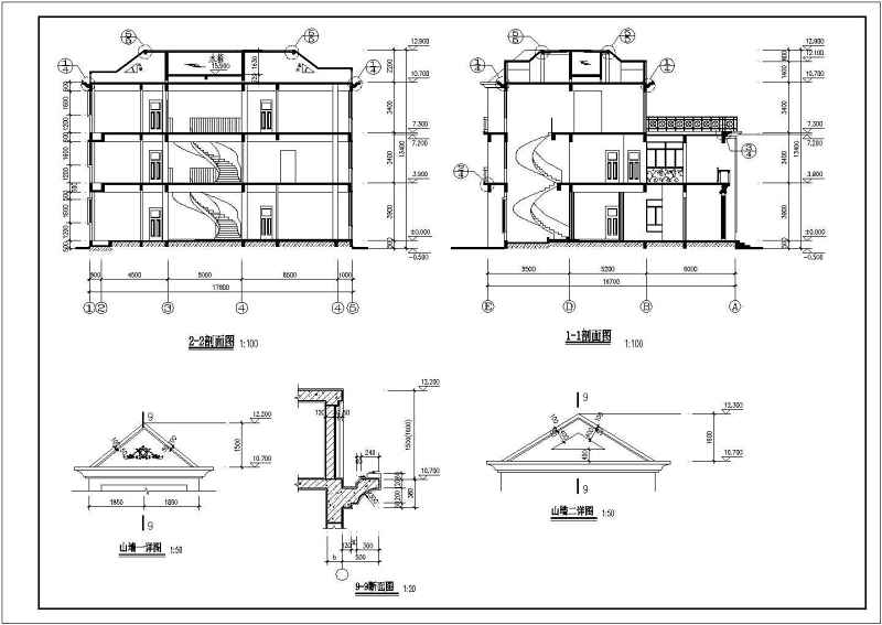 两套经典风格别墅建筑施工图