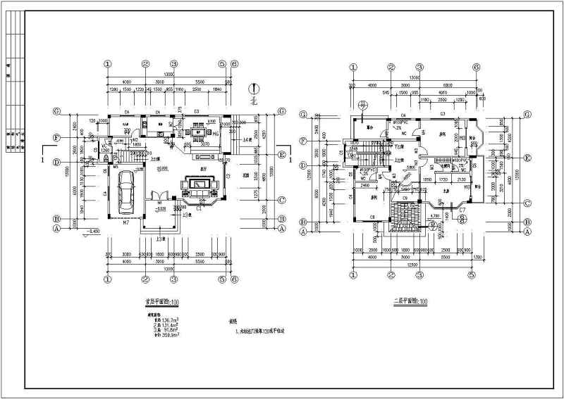 两套经典风格别墅建筑施工图