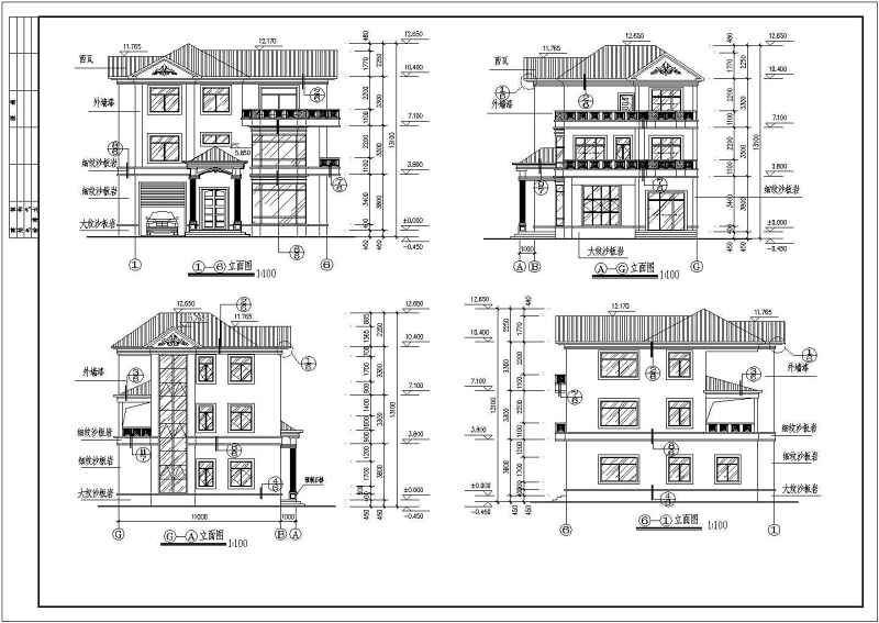 两套经典风格别墅建筑施工图