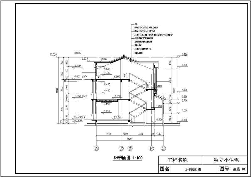 某独立小住宅别墅全套建筑施工图