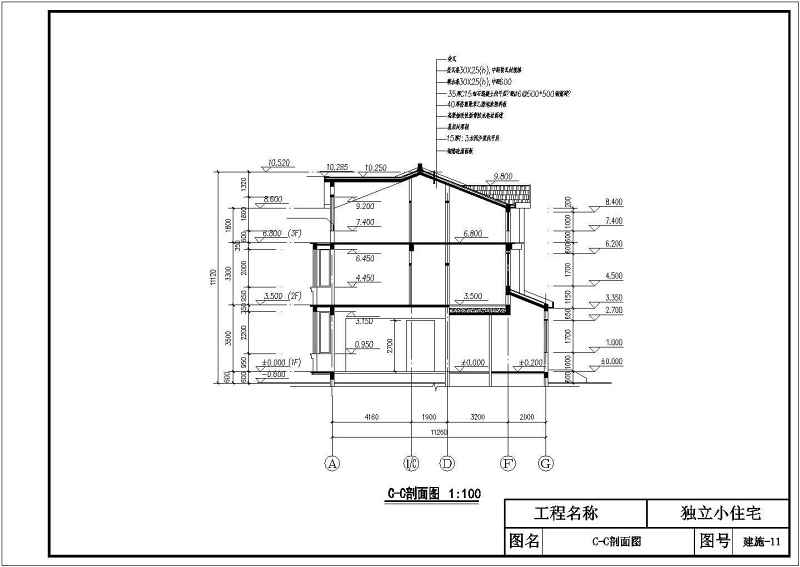 某独立小住宅别墅全套建筑施工图