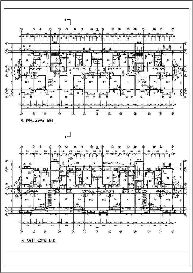 高层住宅<a href=https://www.yitu.cn/su/8159.html target=_blank class=infotextkey>楼</a>全套建施CAD图