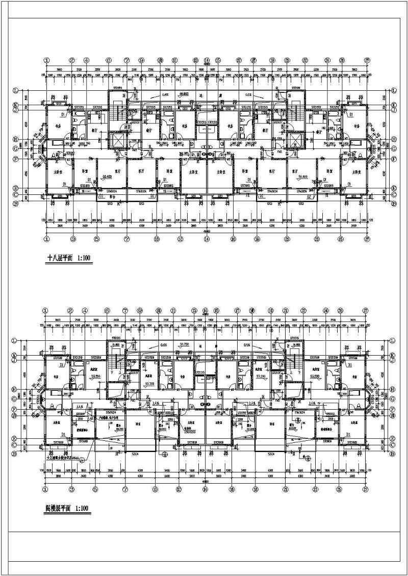 高层住宅<a href=https://www.yitu.cn/su/8159.html target=_blank class=infotextkey>楼</a>全套建施CAD图