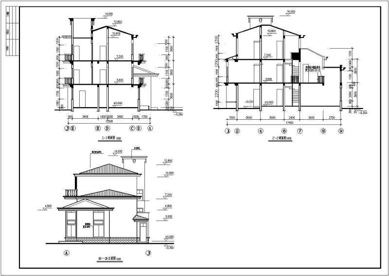 某三层砖混结构别墅建筑结构施工图