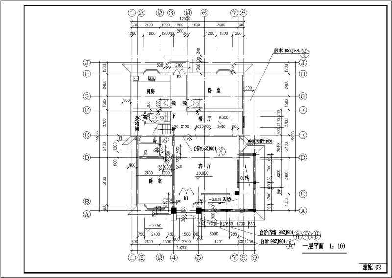 某三层坡屋面<a href=https://www.yitu.cn/su/7989.html target=_blank class=infotextkey>小型</a>别墅建筑施工图