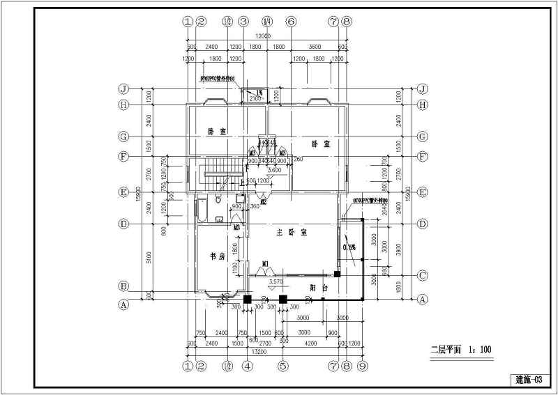 某三层坡屋面<a href=https://www.yitu.cn/su/7989.html target=_blank class=infotextkey>小型</a>别墅建筑施工图