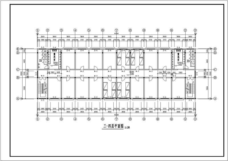 某公司<a href=https://www.yitu.cn/su/7460.html target=_blank class=infotextkey>宿舍</a><a href=https://www.yitu.cn/su/8159.html target=_blank class=infotextkey>楼</a>建筑<a href=https://www.yitu.cn/su/7590.html target=_blank class=infotextkey>设计</a>图