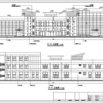 某社区服务中心三层办公楼建筑设计施工图