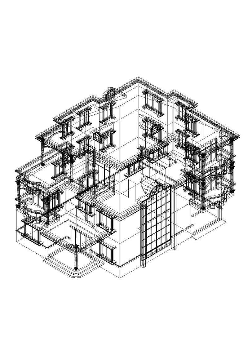 三层别墅扩出图带结构.模型