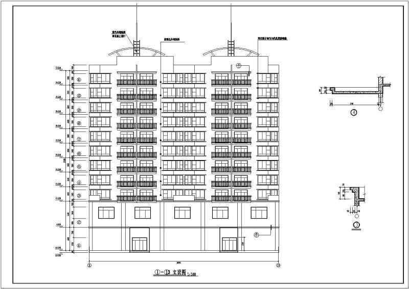 某框支剪力墙结构尖顶小高层住宅<a href=https://www.yitu.cn/su/8159.html target=_blank class=infotextkey>楼</a><a href=https://www.yitu.cn/su/7590.html target=_blank class=infotextkey>设计</a>cad全套建施图