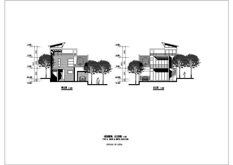 几套斜屋顶别墅建筑方案图