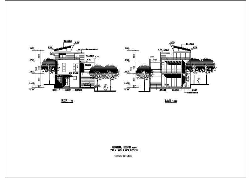 几套斜屋顶别墅建筑方案图