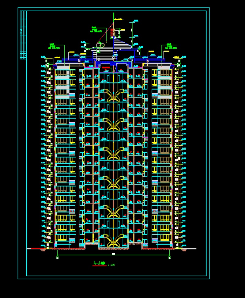 某高层住宅<a href=https://www.yitu.cn/su/8159.html target=_blank class=infotextkey>楼</a>建筑<a href=https://www.yitu.cn/su/7590.html target=_blank class=infotextkey>设计</a>cad整套施工图