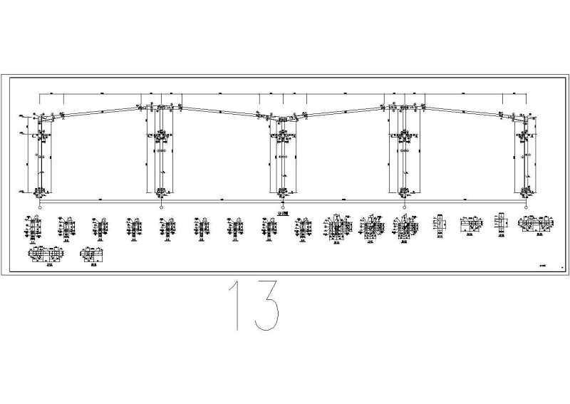 一层联跨<a href=https://www.yitu.cn/su/8096.html target=_blank class=infotextkey>钢结构</a>带<a href=https://www.yitu.cn/su/7102.html target=_blank class=infotextkey>吊车</a>厂房结构<a href=https://www.yitu.cn/su/7937.html target=_blank class=infotextkey>图纸</a>