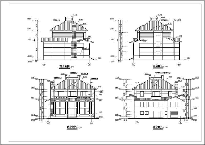 某<a href=https://www.yitu.cn/su/7872.html target=_blank class=infotextkey>地</a>二层砖混结构独立别墅建筑施工图