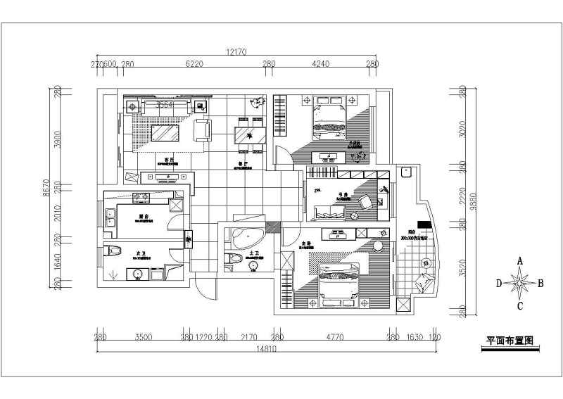 某三室两厅住宅部分装修<a href=https://www.yitu.cn/su/7590.html target=_blank class=infotextkey>设计</a>施工<a href=https://www.yitu.cn/su/7937.html target=_blank class=infotextkey>图纸</a>