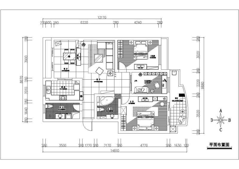 某三室两厅住宅部分装修<a href=https://www.yitu.cn/su/7590.html target=_blank class=infotextkey>设计</a>施工<a href=https://www.yitu.cn/su/7937.html target=_blank class=infotextkey>图纸</a>