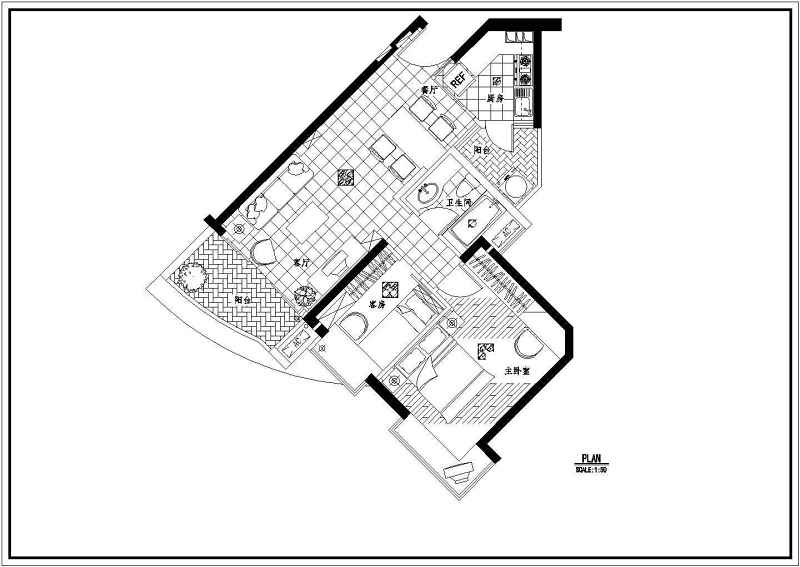 某两室两厅住宅装修<a href=https://www.yitu.cn/su/7590.html target=_blank class=infotextkey>设计</a>方案图