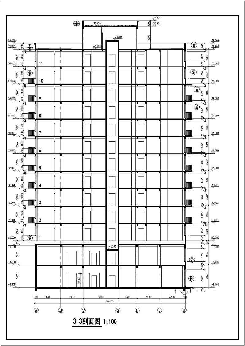 某十一层<a href=https://www.yitu.cn/su/7637.html target=_blank class=infotextkey>框架</a>结构住宅<a href=https://www.yitu.cn/su/8159.html target=_blank class=infotextkey>楼</a>建筑<a href=https://www.yitu.cn/su/7590.html target=_blank class=infotextkey>设计</a>方案图