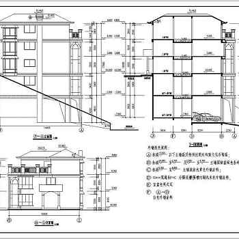 某地三层框架结构别墅结构施工图（带地下室）