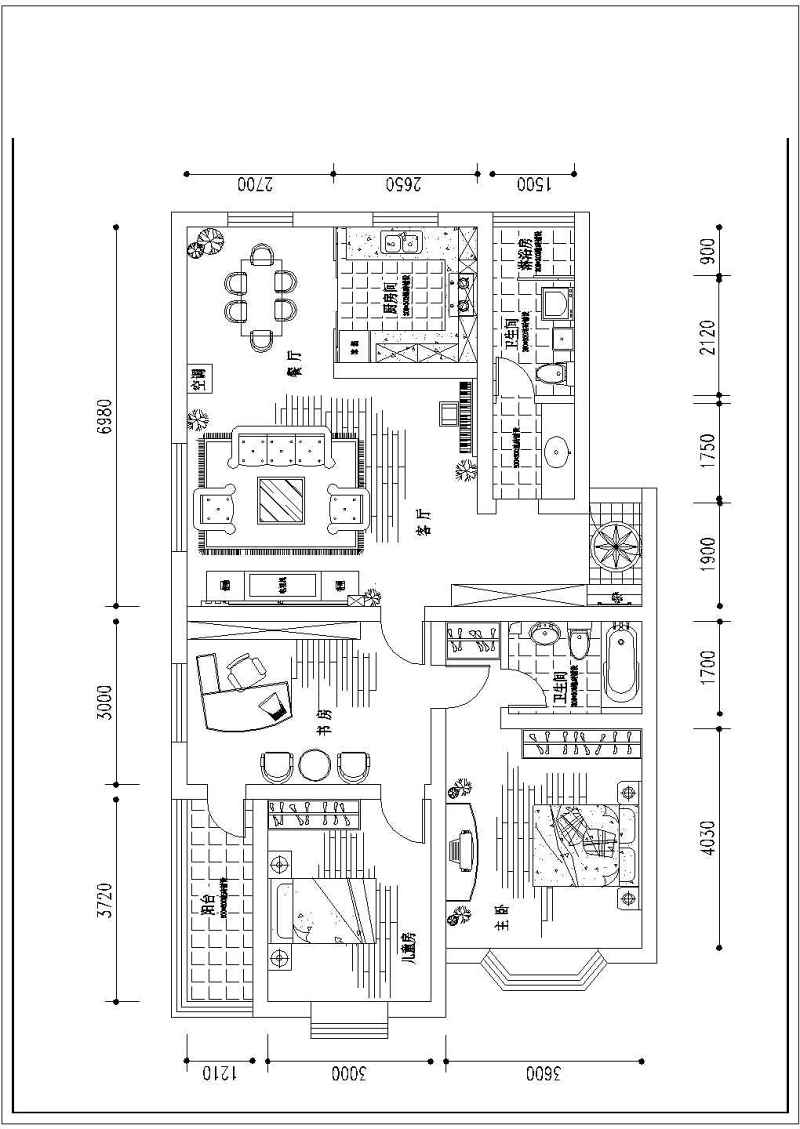 某三室两厅住宅装修<a href=https://www.yitu.cn/su/7590.html target=_blank class=infotextkey>设计</a>施工图