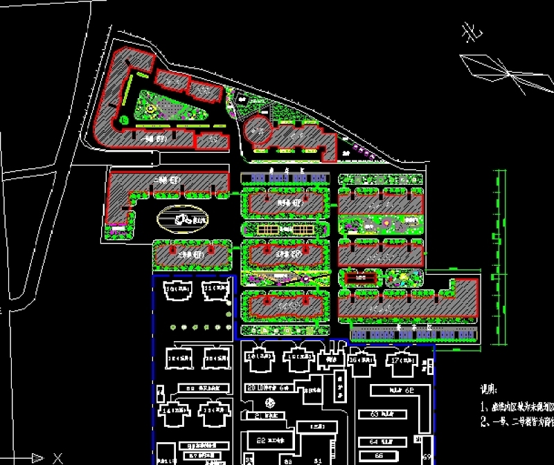 某住宅<a href=https://www.yitu.cn/su/7130.html target=_blank class=infotextkey><a href=https://www.yitu.cn/su/7987.html target=_blank class=infotextkey>小区</a>规划</a>总<a href=https://www.yitu.cn/su/7392.html target=_blank class=infotextkey>平面</a>图