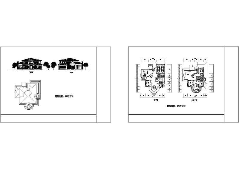十几套别墅平立面图